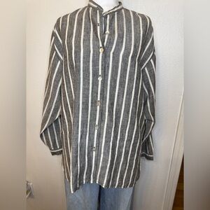 Rafaella Black and White Linen button up blouse